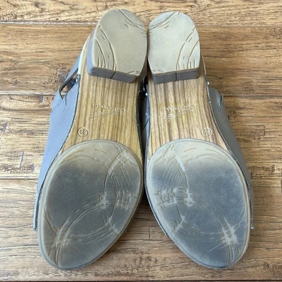 Dansko Madalyn Slingback Sandals Gray Leather Comfort Block Heels Size 39 - Picture 9 of 12
